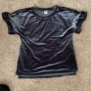 Grey velvet sparkly tee